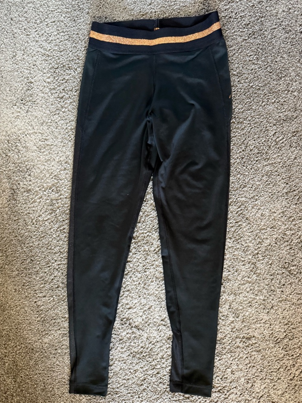 Zumba Fitness Black Leggings with Gold Waistband